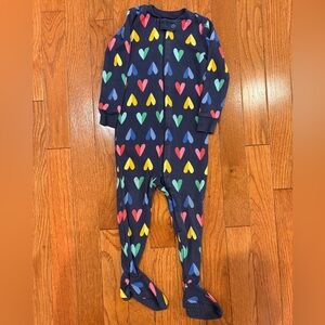 Primary Rainbow Heart Navy Footie Pajamas Size 12-18 months